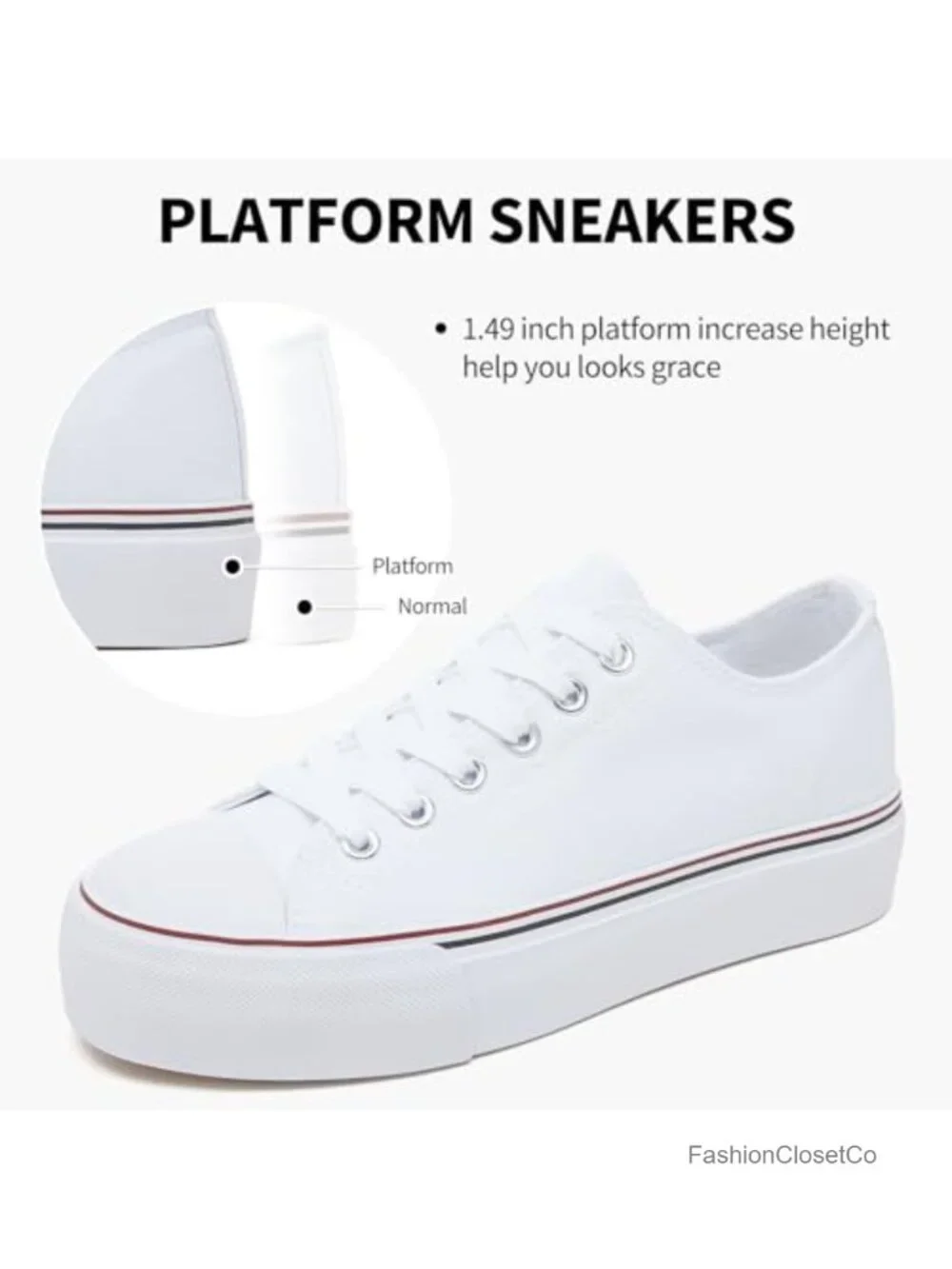 Women's Platform Canvas Sneakers Non-Slip Lace-Up Breathable Casual Walking